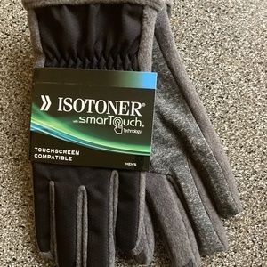 NWT ISOTONER men’s smartouch fur lined gloves - Med